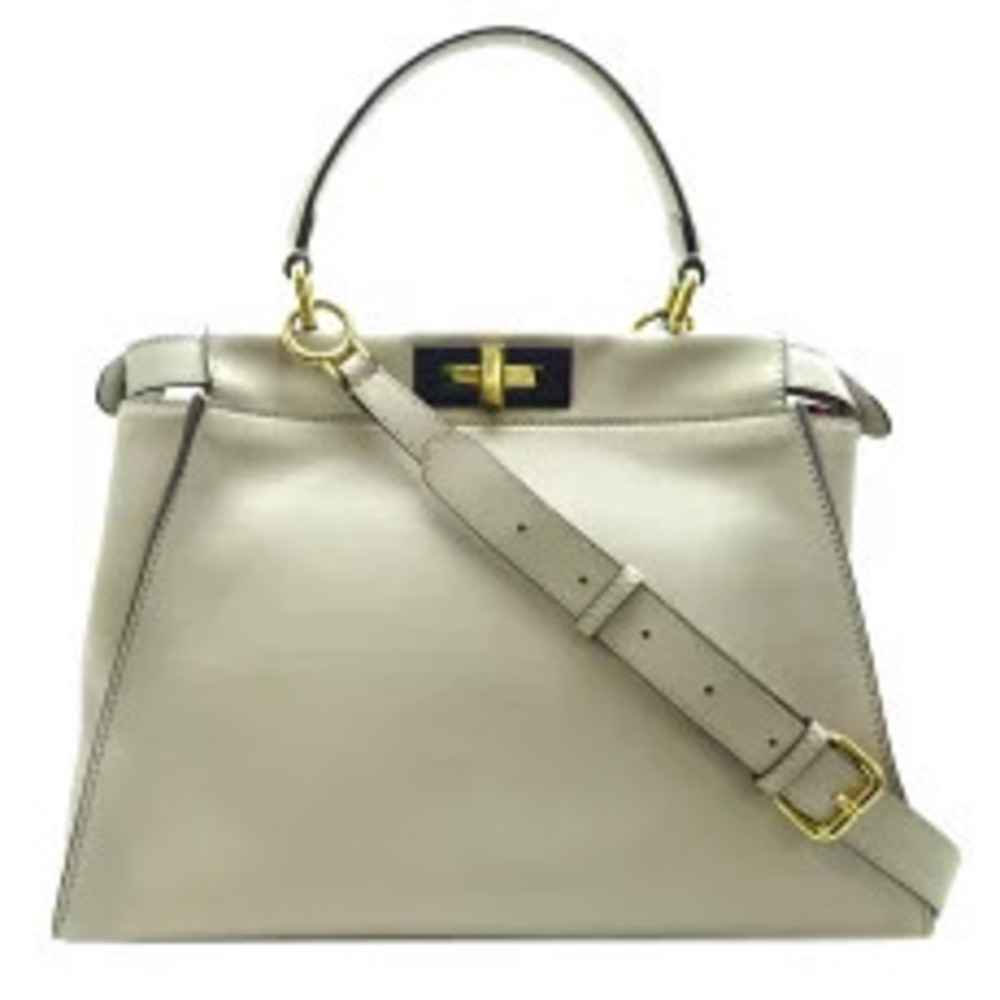 Fendi Peekaboo Regular Handbag Calfskin Beige